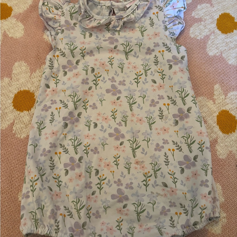 Floral Baby bubble with Ruffled Collar